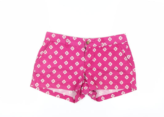 Old Navy Women Pink Geometric Chino Shorts Size 8