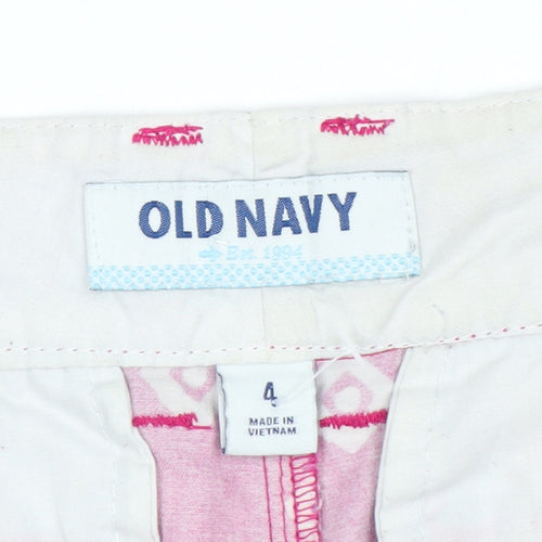 Old Navy Women Pink Geometric Chino Shorts Size 8