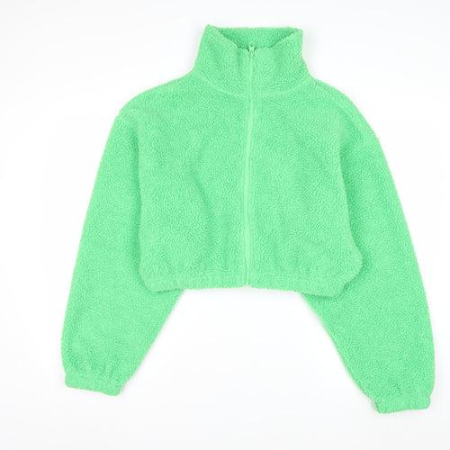 ASOS DESIGN Womens Green Size 10 Full Zip Cropped Fleece Sweatshirt