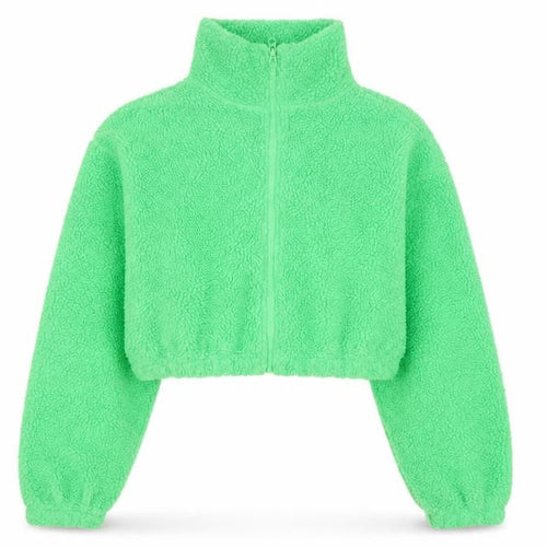 ASOS DESIGN Womens Green Size 10 Full Zip Cropped Fleece Sweatshirt