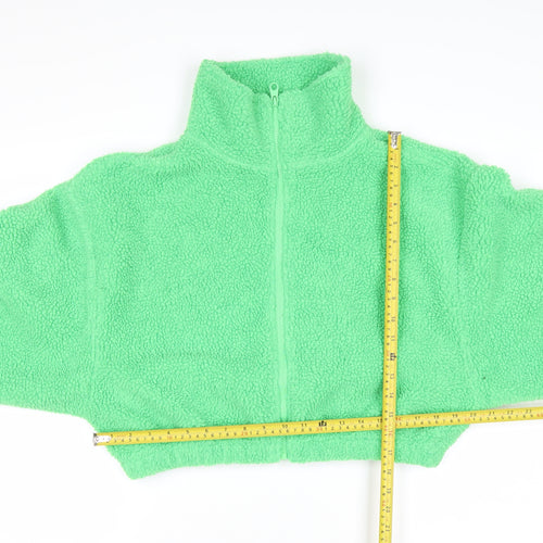 ASOS DESIGN Womens Green Size 10 Full Zip Cropped Fleece Sweatshirt