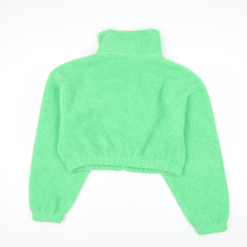 ASOS DESIGN Womens Green Size 10 Full Zip Cropped Fleece Sweatshirt