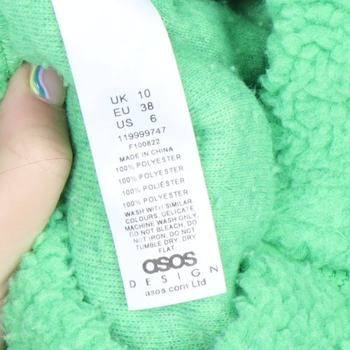 ASOS DESIGN Womens Green Size 10 Full Zip Cropped Fleece Sweatshirt