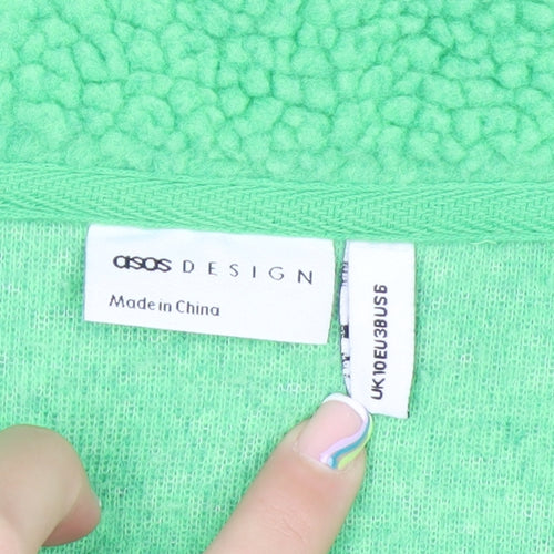 ASOS DESIGN Womens Green Size 10 Full Zip Cropped Fleece Sweatshirt