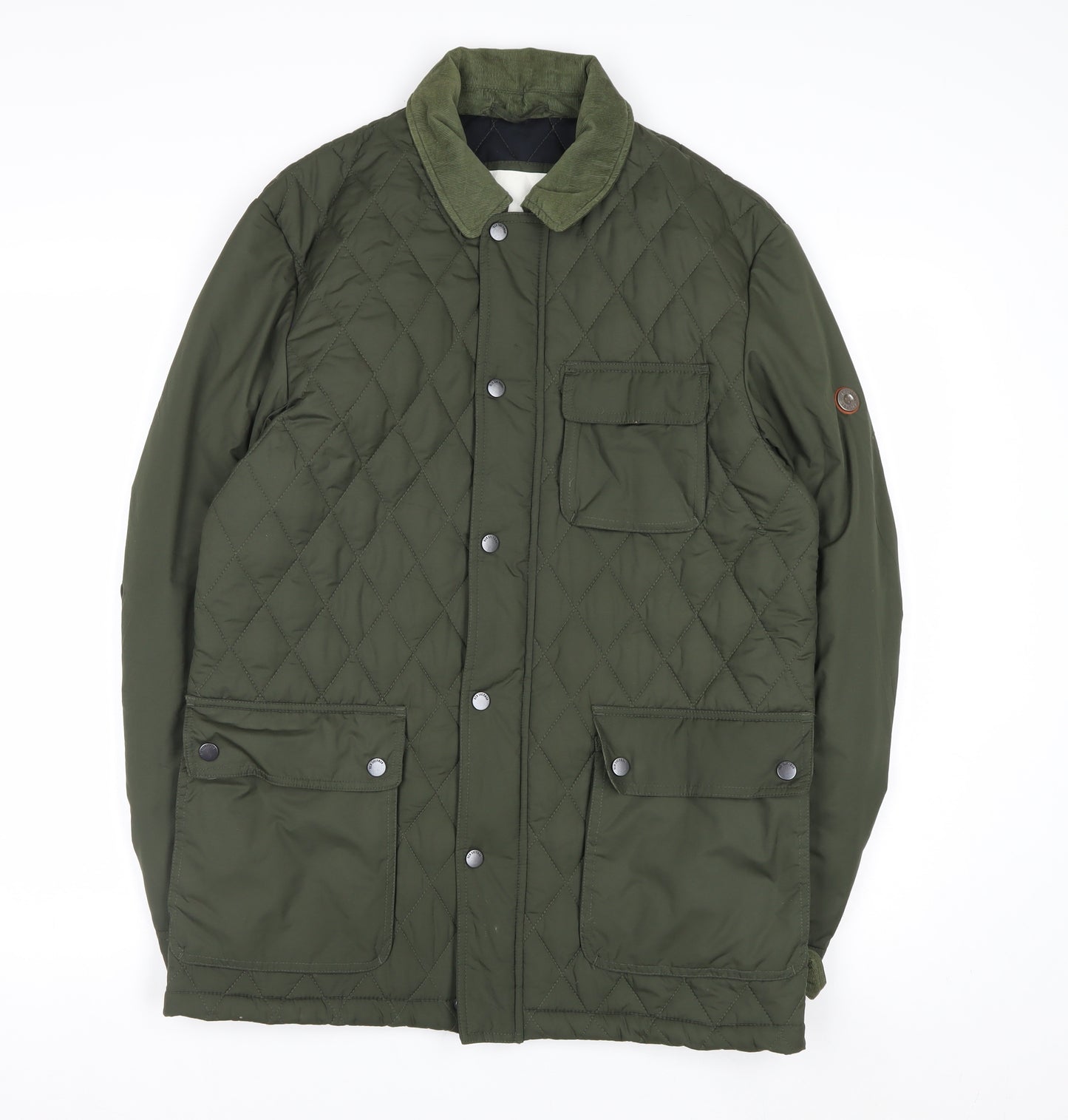 Ben Sherman Mens Green Quilted Mid-Length Jacket S