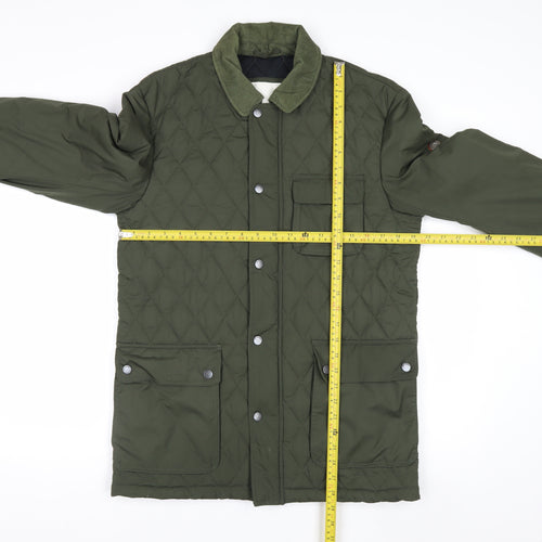 Ben Sherman Mens Green Quilted Mid-Length Jacket S