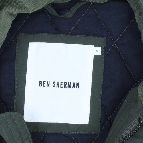 Ben Sherman Mens Green Quilted Mid-Length Jacket S