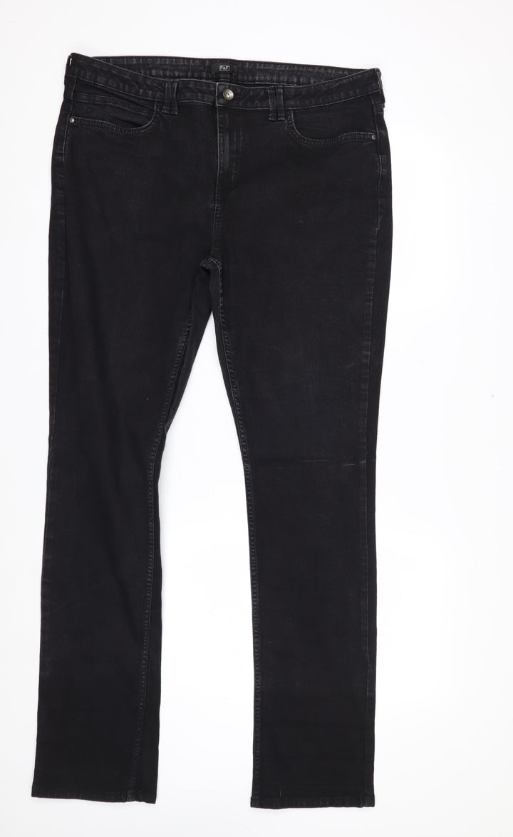 F&F Women's Black Stretch Straight Jeans Size 18 Long