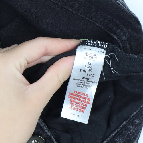 F&F Women's Black Stretch Straight Jeans Size 18 Long