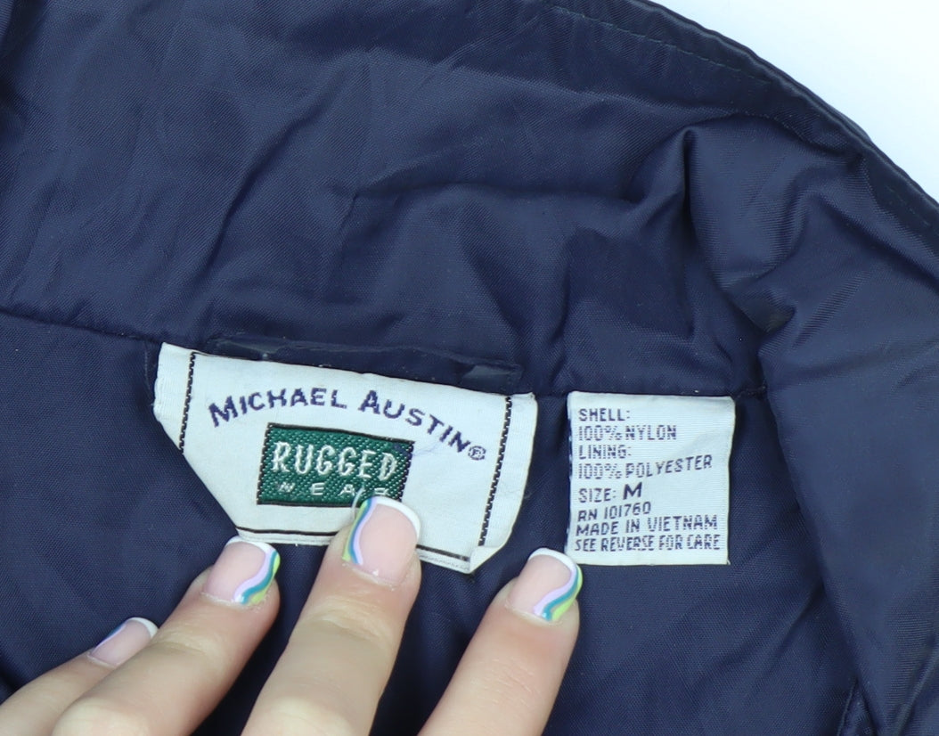 Michael Austin Men's Blue M Windbreaker Nylon Full Zip Jacket