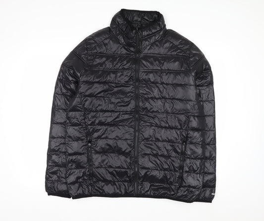 EXIT59 Men's Black Puffer Jacket L Lightweight Full Zip Winter Coat