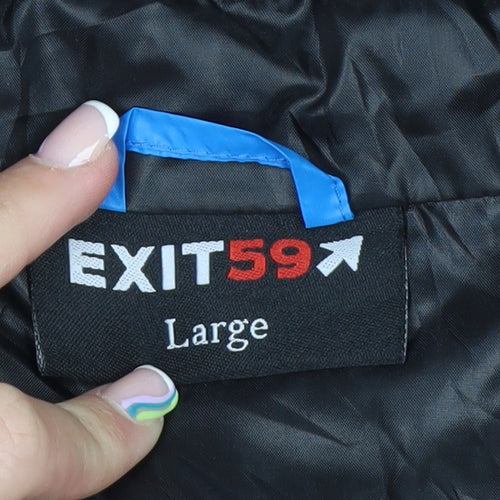 EXIT59 Men's Black Puffer Jacket L Lightweight Full Zip Winter Coat
