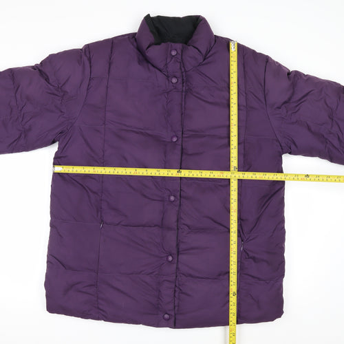 Lands' End Womens Purple Down Puffer Jacket Size 12 Regular Winter Coat