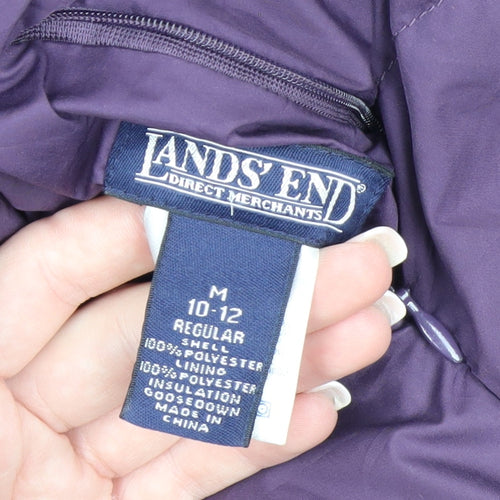 Lands' End Womens Purple Down Puffer Jacket Size 12 Regular Winter Coat