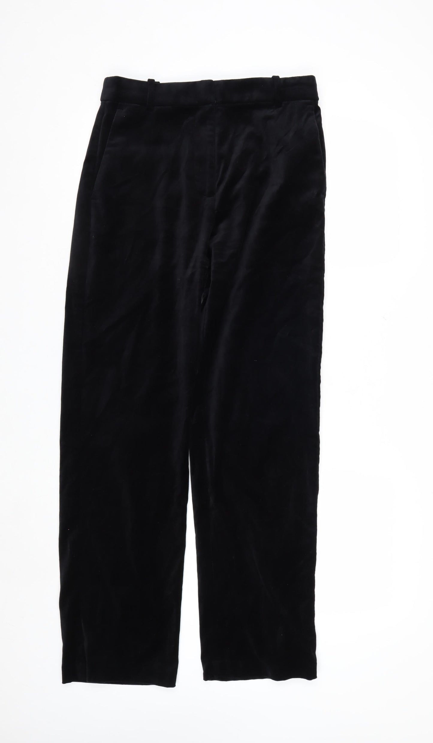 Marks and Spencer Women Black Velvet Trousers Size 10 Regular