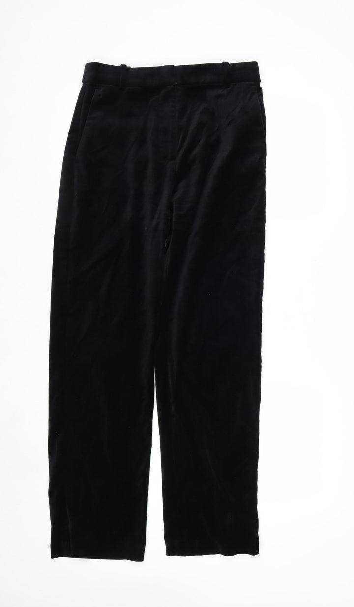 Marks and Spencer Women Black Velvet Trousers Size 10 Regular