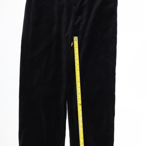 Marks and Spencer Women Black Velvet Trousers Size 10 Regular