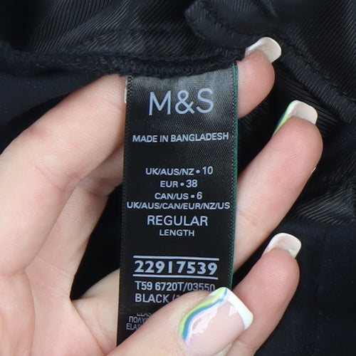 Marks and Spencer Women Black Velvet Trousers Size 10 Regular
