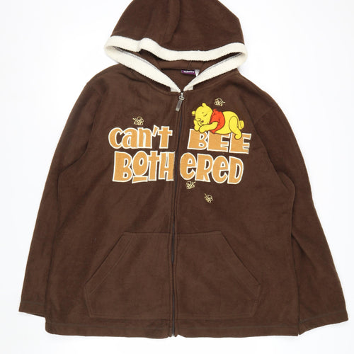 Disney Women Plus Brown Full Zip Fleece Hoodie Winnie the Pooh 3X