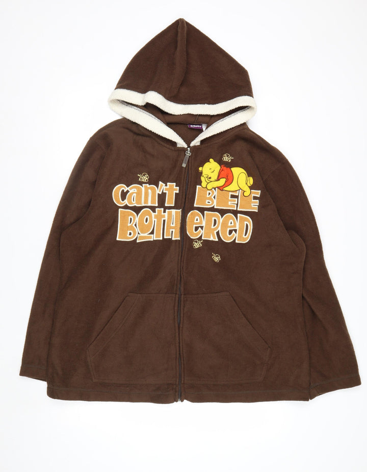 Disney Women Plus Brown Full Zip Fleece Hoodie Winnie the Pooh 3X