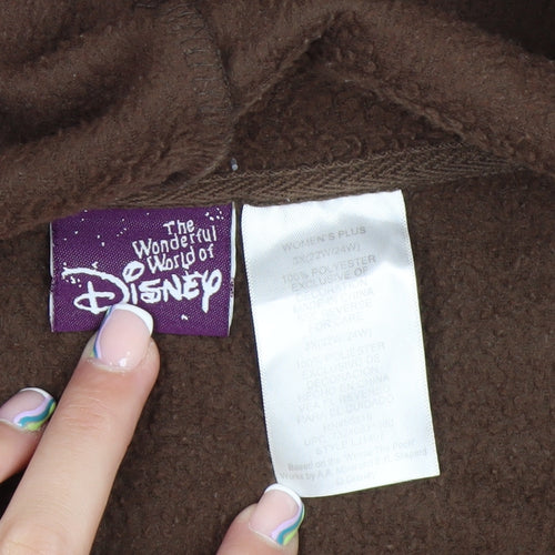 Disney Women Plus Brown Full Zip Fleece Hoodie Winnie the Pooh 3X