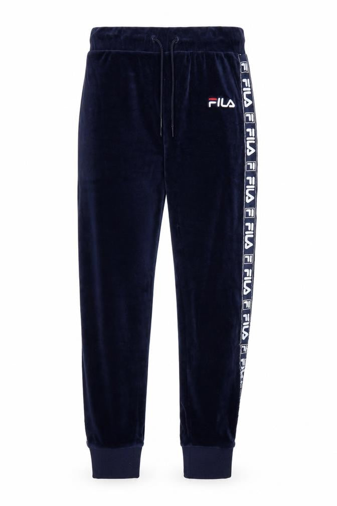 Fila Womens Blue Velour Jogger Trousers Size S Elastic Waist