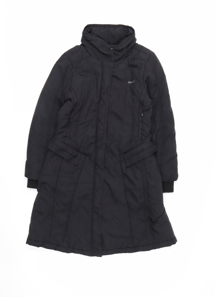 DKNY Women's Black Long Puffer Coat Size 10 Insulated Winter Jacket
