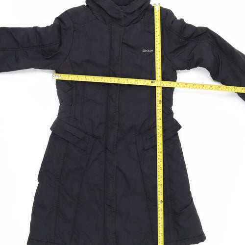 DKNY Women's Black Long Puffer Coat Size 10 Insulated Winter Jacket