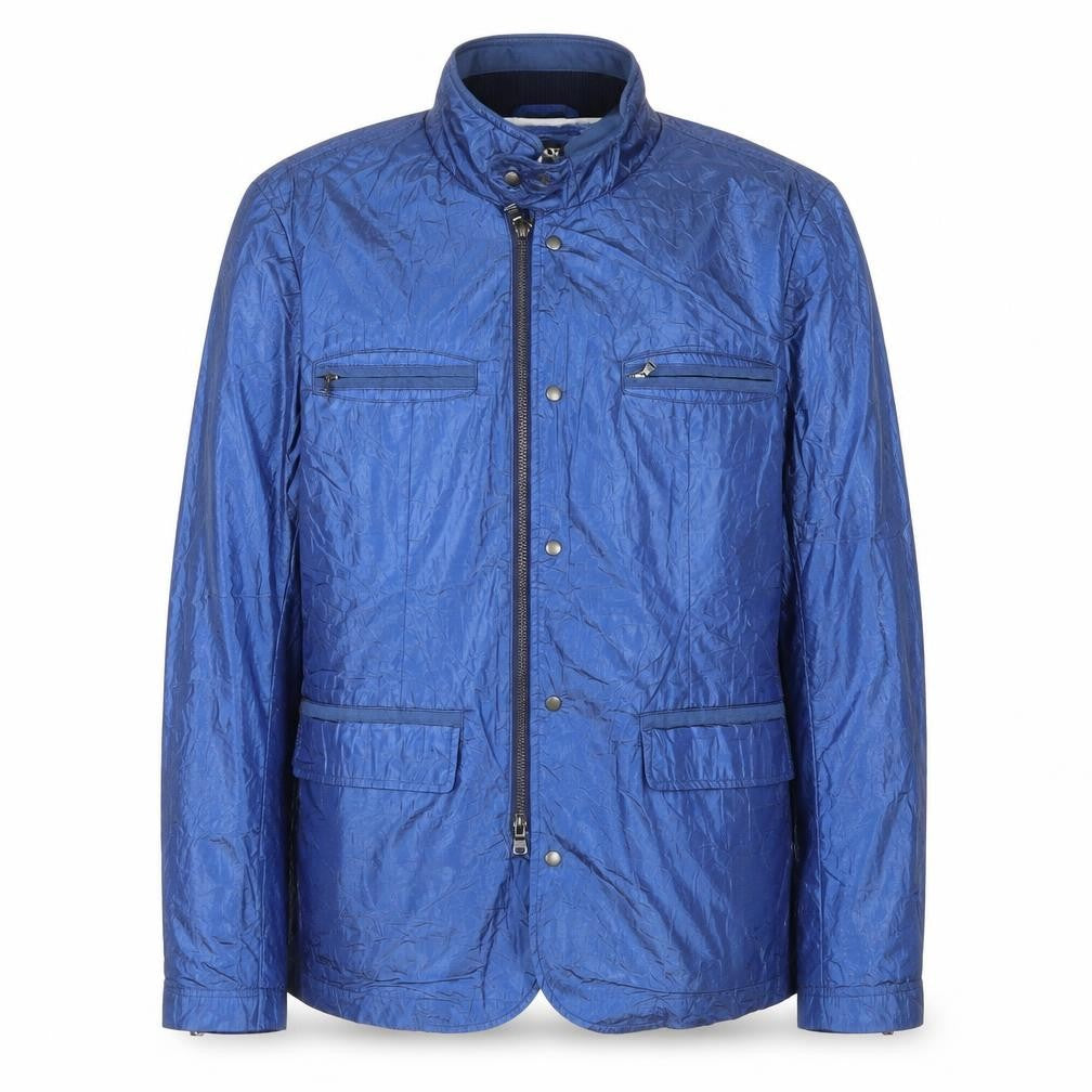 Front view of DKNY Men's Blue Lightweight Full Zip Jacket, size L, Regular Fit