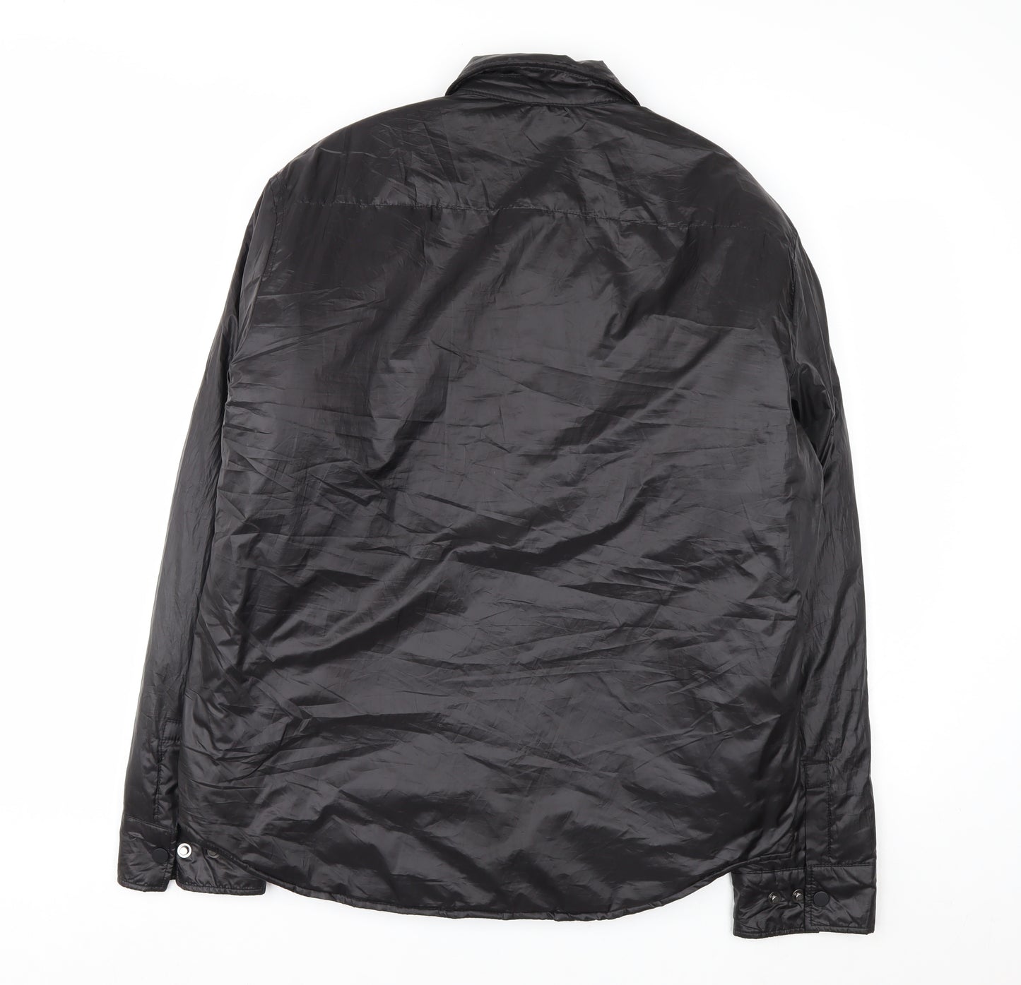 H&M Men's Black M Puffer Jacket Polyester Lightweight Mid-Length