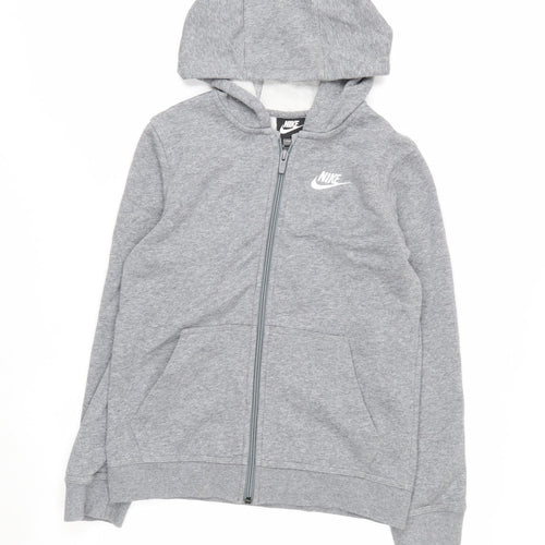 Nike Boys Grey Full Zip Hoodie Size 10-11 Years Standard Fit