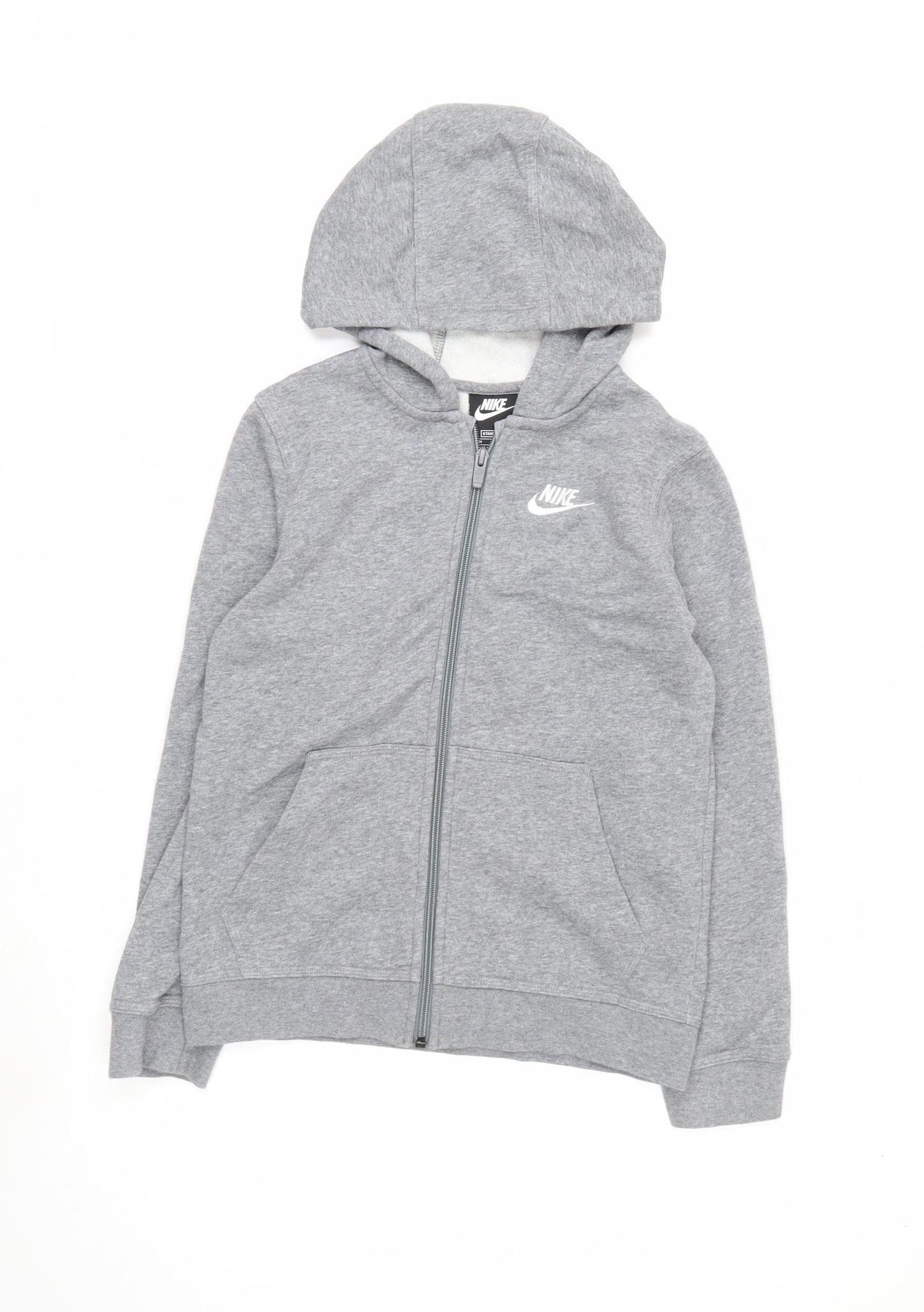 Nike Boys Grey Full Zip Hoodie Size 10-11 Years Standard Fit