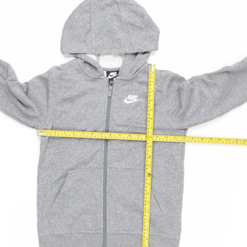 Nike Boys Grey Full Zip Hoodie Size 10-11 Years Standard Fit