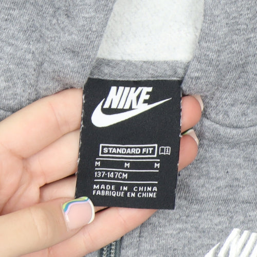 Nike Boys Grey Full Zip Hoodie Size 10-11 Years Standard Fit