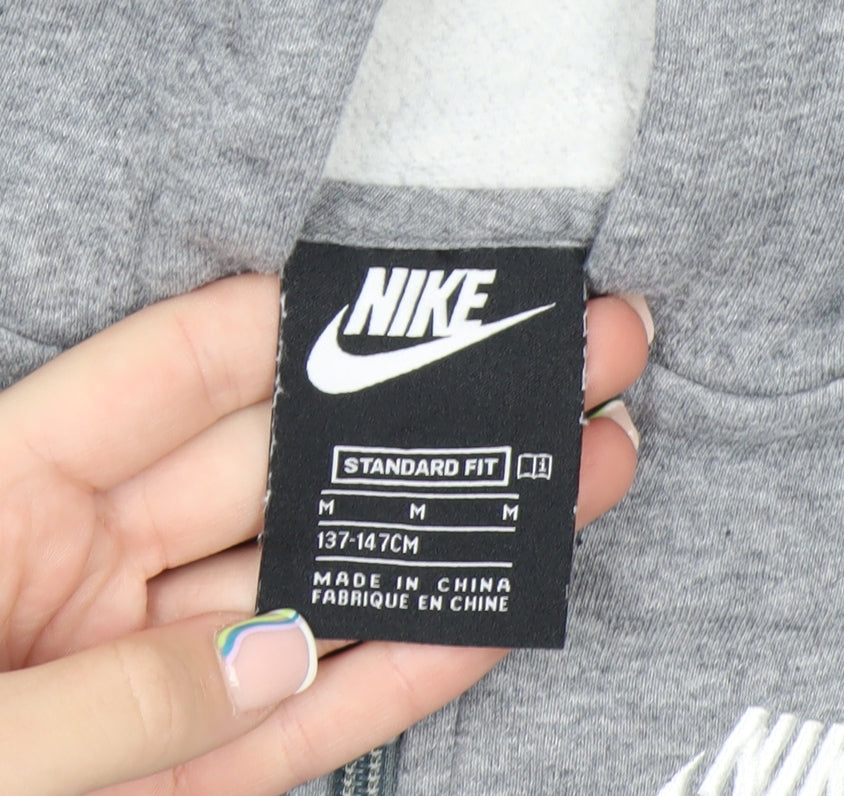 Nike Boys Grey Full Zip Hoodie Size 10-11 Years Standard Fit