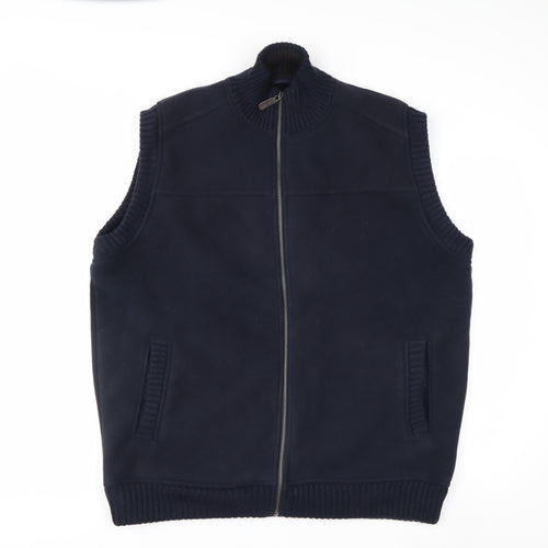 James Pringle Men's Blue Fleece Lined Zip Waistcoat Bodywarmer L