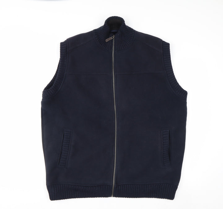 James Pringle Men's Blue Fleece Lined Zip Waistcoat Bodywarmer L