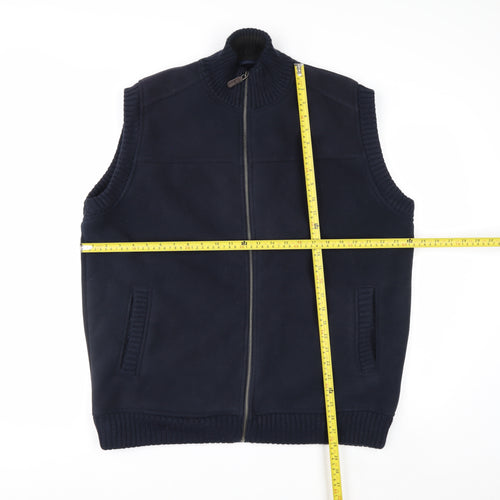 James Pringle Men's Blue Fleece Lined Zip Waistcoat Bodywarmer L