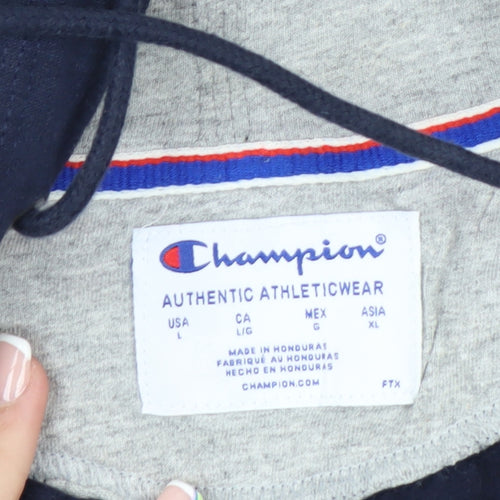 Champion Men's Blue Full Zip Hoodie Size L Sports Fleece