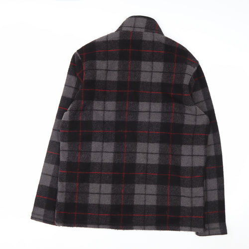 John Wayne Men's Grey Check 1/4 Zip Fleece Pullover Sweatshirt M
