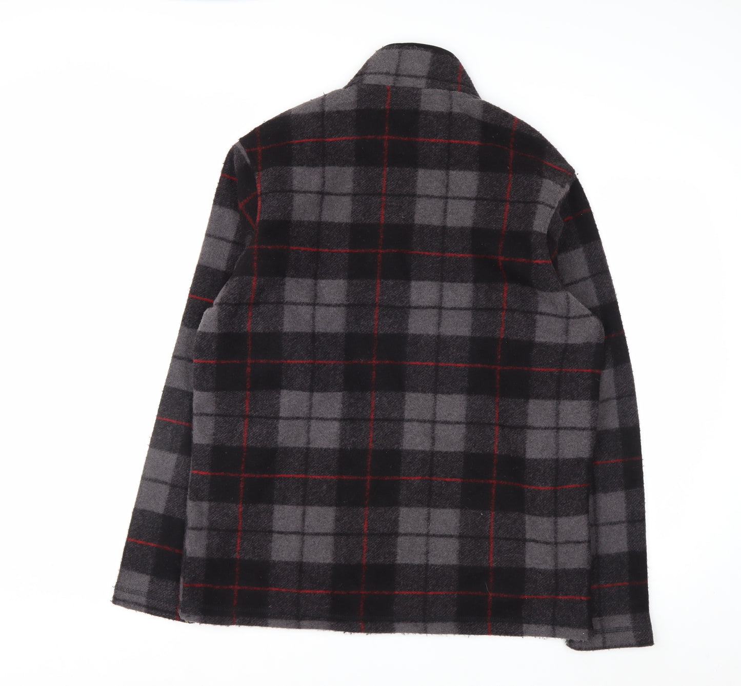 John Wayne Men's Grey Check 1/4 Zip Fleece Pullover Sweatshirt M