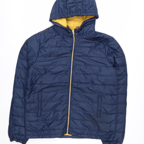Mountain Ridge Men's Blue Hooded Puffer Jacket M Lined Winter Coat