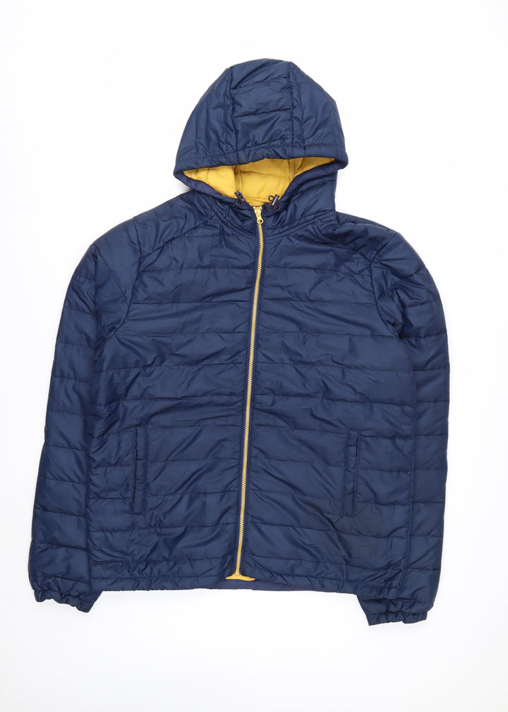 Mountain Ridge Men's Blue Hooded Puffer Jacket M Lined Winter Coat