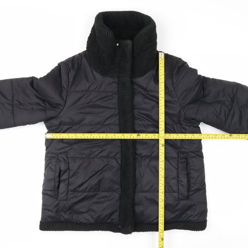 GUESS Men's Black Mid-Length Puffer Jacket Size M with Stand-Up Collar