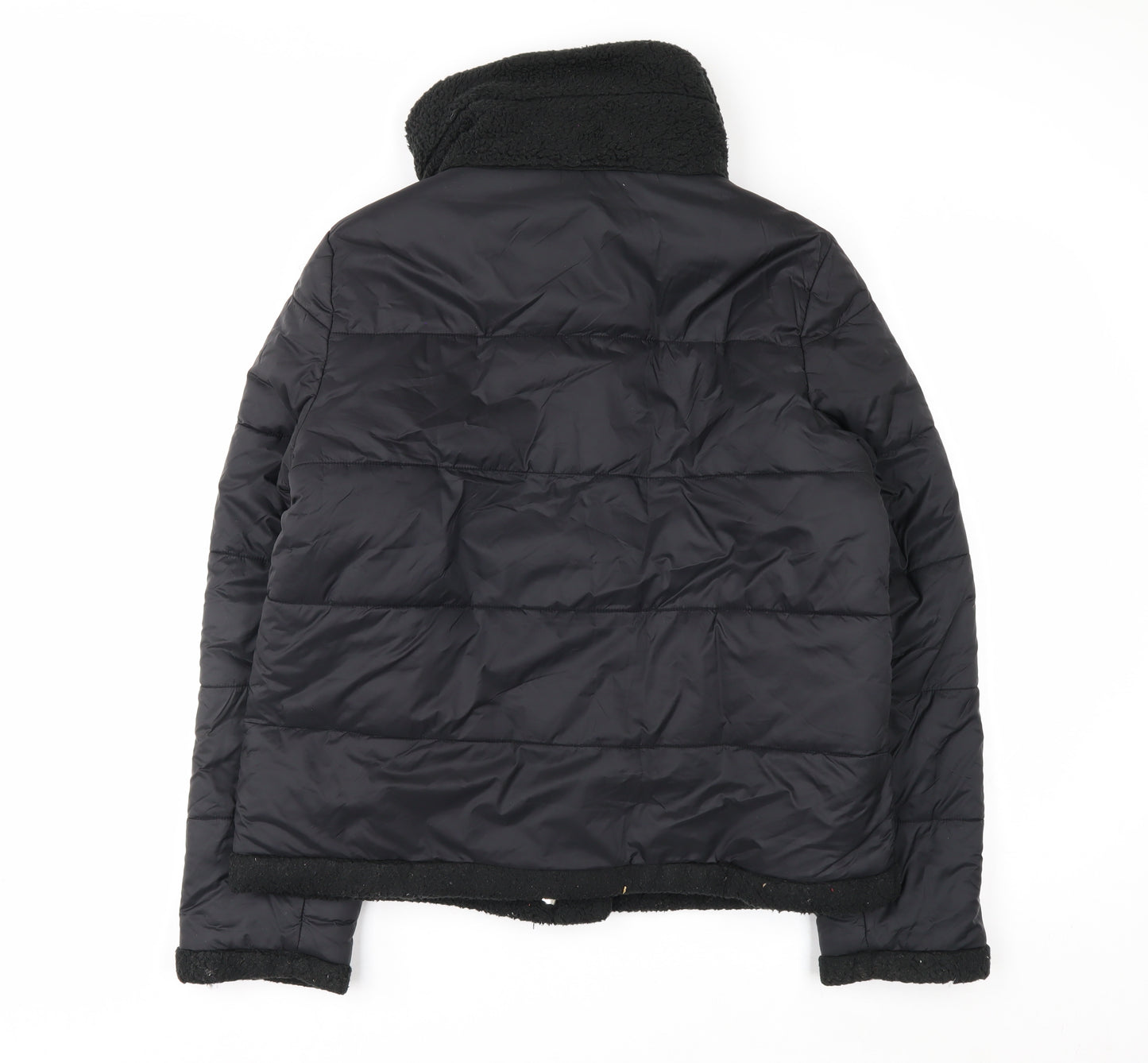GUESS Men's Black Mid-Length Puffer Jacket Size M with Stand-Up Collar