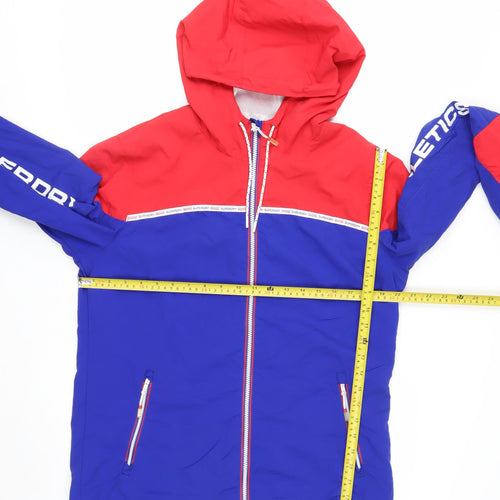 Superdry Women's Blue Red Hooded Windbreaker Jacket Size 14 L