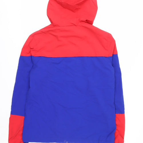 Superdry Women's Blue Red Hooded Windbreaker Jacket Size 14 L