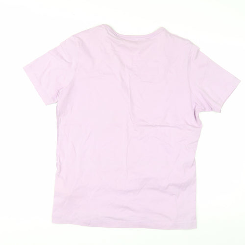 Diesel Womens Pink V-Neck Short Sleeve Cotton T-Shirt Size S