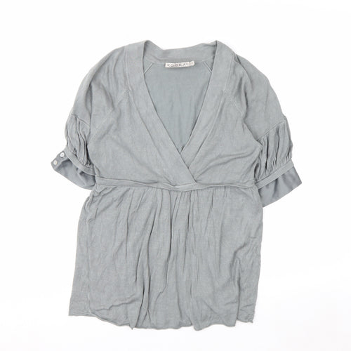 Kookai Women’s Grey Wrap Knit Short Sleeve Jumper Size 8