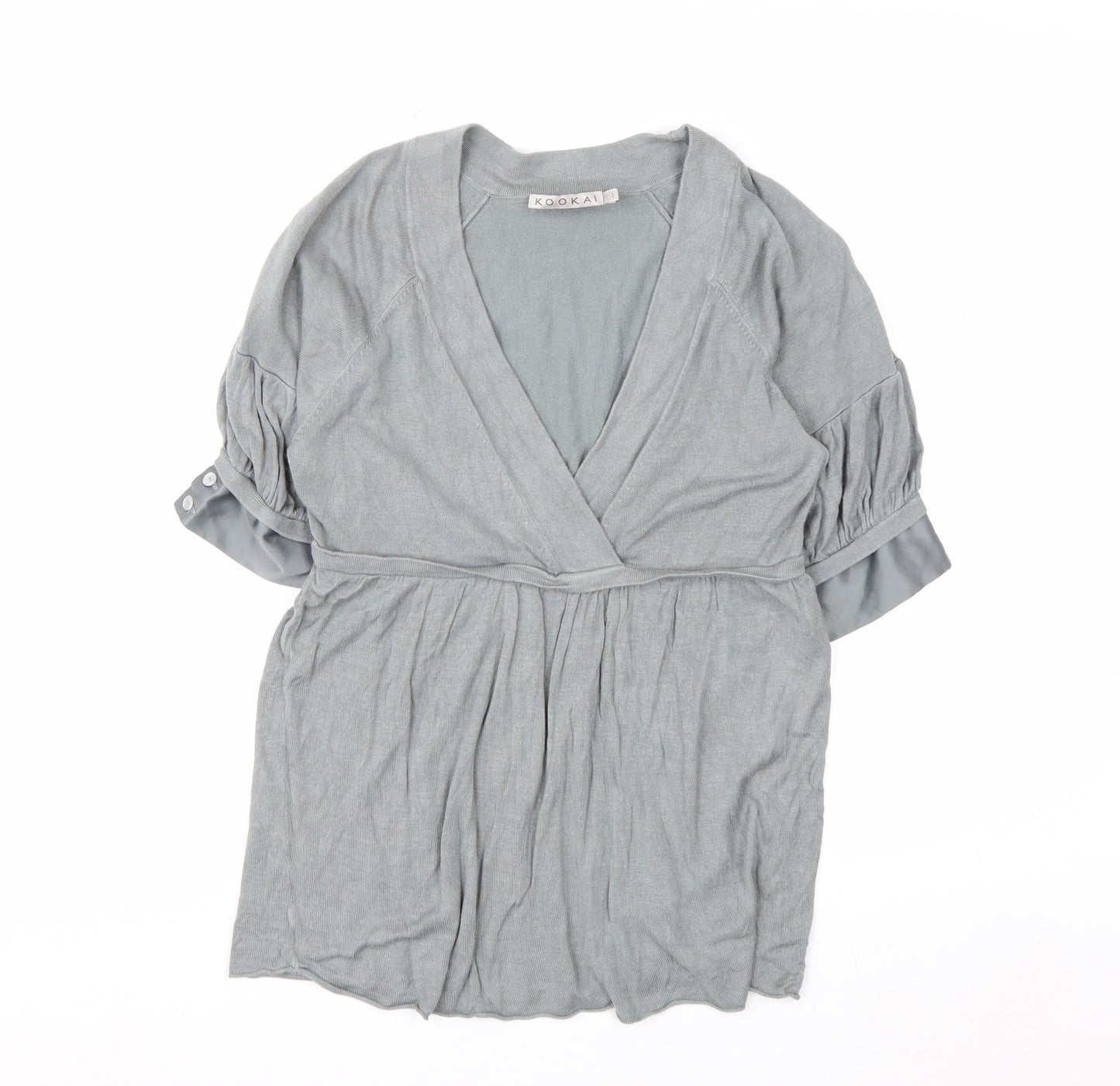 Kookai Women’s Grey Wrap Knit Short Sleeve Jumper Size 8